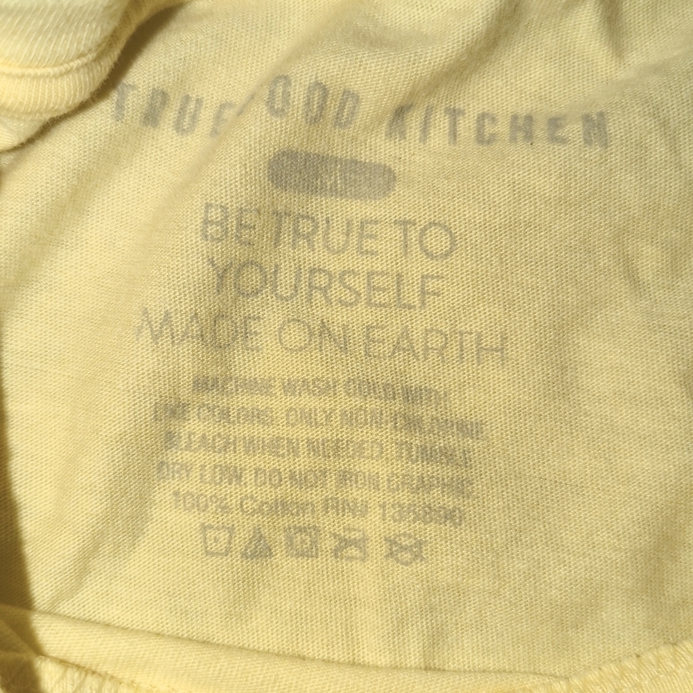 Honest T-shirt by True Food Kitchen Yellow with Teal Letters Size M - Picture 7 of 7